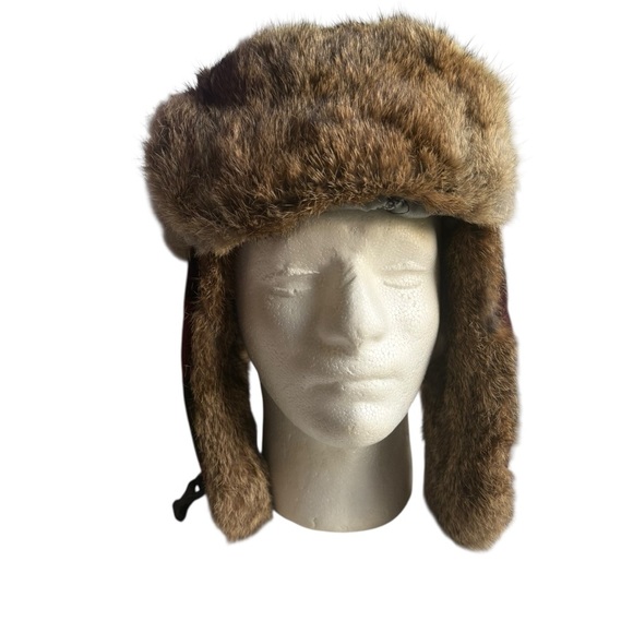 Mad Bomber Men’s Trapper Hat L Red Black Plaid Wool Rabbit Fur Ear Flaps Winter - Picture 7 of 12